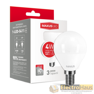 LED лампа MAXUS G45 F 4W теплый свет E14 (1-LED-5411)